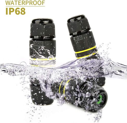 IP68 Waterproof Cable Connector 3-Channel 3-Poles, Outdoor Waterprrof Junction Box Connector,Ideal for 2 or 3 Pin Cables Ø4-12mm,Use for Outdoor Billboards,Tunnel Lights,Road Landscape Lights in Saudi Arabia