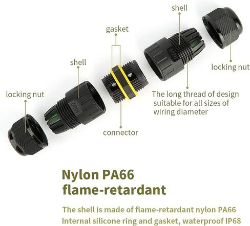 IP68 Waterproof Cable Connector 3-Channel 3-Poles, Outdoor Waterprrof Junction Box Connector,Ideal for 2 or 3 Pin Cables Ø4-12mm,Use for Outdoor Billboards,Tunnel Lights,Road Landscape Lights in Saudi Arabia