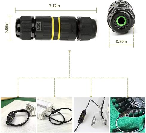 IP68 Waterproof Cable Connector 3-Channel 3-Poles, Outdoor Waterprrof Junction Box Connector,Ideal for 2 or 3 Pin Cables Ø4-12mm,Use for Outdoor Billboards,Tunnel Lights,Road Landscape Lights in Saudi Arabia