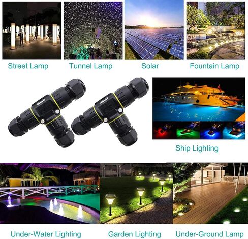 IP68 Waterproof Cable Connector 3-Channel 3-Poles, Outdoor Waterprrof Junction Box Connector,Ideal for 2 or 3 Pin Cables Ø4-12mm,Use for Outdoor Billboards,Tunnel Lights,Road Landscape Lights in Saudi Arabia