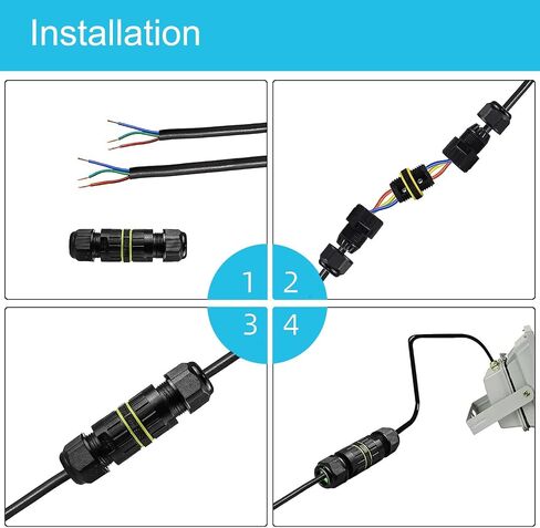 IP68 Waterproof Cable Connector 3-Channel 3-Poles, Outdoor Waterprrof Junction Box Connector,Ideal for 2 or 3 Pin Cables Ø4-12mm,Use for Outdoor Billboards,Tunnel Lights,Road Landscape Lights in Saudi Arabia
