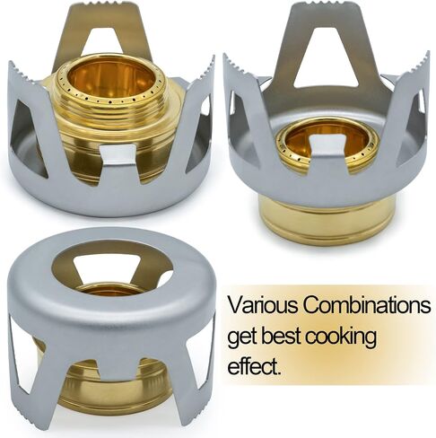 Portable Mini Alcohol Stove for Backpacking Lightweight Brass Spirit Burner with Aluminium Stand for Outdoor Hiking Camping Camp Survival - Gray in Kuwait