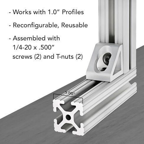 8020, 4132, 10 Series, 2 Hole Aluminum Inside Corner Gusset L Bracket for 80/20 Extruded Aluminum Extrusion Heavy Duty Angle Bracket (Clear Anodize, 10) in Saudi Arabia