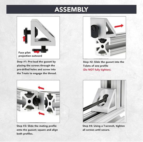 8020, 4132, 10 Series, 2 Hole Aluminum Inside Corner Gusset L Bracket for 80/20 Extruded Aluminum Extrusion Heavy Duty Angle Bracket (Clear Anodize, 10) in Saudi Arabia