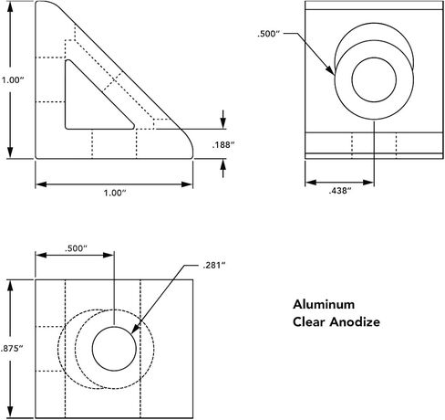 8020, 4132, 10 Series, 2 Hole Aluminum Inside Corner Gusset L Bracket for 80/20 Extruded Aluminum Extrusion Heavy Duty Angle Bracket (Clear Anodize, 10) in Saudi Arabia