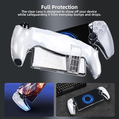 Protective Cover Compatible with PS Portal, Clear Hard Cover Shell All-Round Skin with Kickstand and 2 Thumb Grip Caps Compatible with Playstation Portal Remote Player Controller Accessories in Kuwait