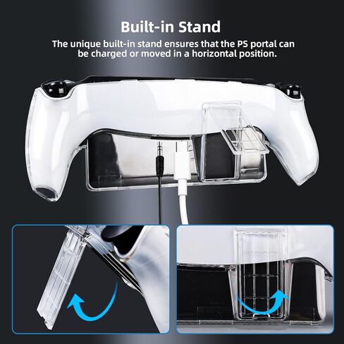 Protective Cover Compatible with PS Portal, Clear Hard Cover Shell All-Round Skin with Kickstand and 2 Thumb Grip Caps Compatible with Playstation Portal Remote Player Controller Accessories in Kuwait