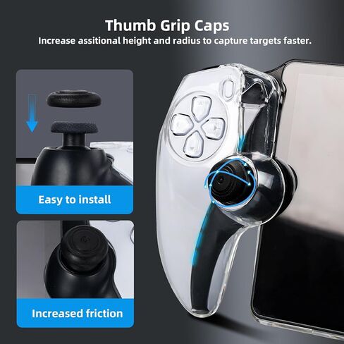 Protective Cover Compatible with PS Portal, Clear Hard Cover Shell All-Round Skin with Kickstand and 2 Thumb Grip Caps Compatible with Playstation Portal Remote Player Controller Accessories in Kuwait