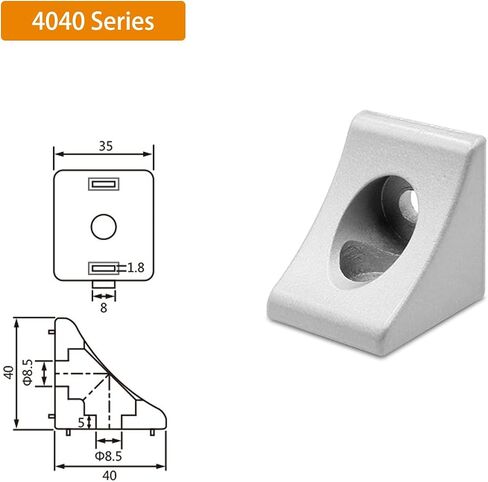(8 Pieces) 4040 Series Corner Bracket Solid Aluminum Triangle Corner Braces Angle Connector for Aluminum Extrusion Profile in Kuwait