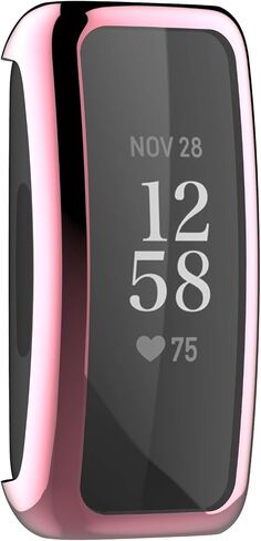 حافظة BabyValley متوافقة مع Fitbit Inspire 2/Inspire 3، واقي شاشة بتغطية كاملة، غطاء واقٍ ناعم مطلي بمادة TPU لهاتف Inspire 3/Inspire 2 (ذهبي وردي) in Kuwait