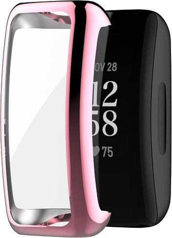 حافظة BabyValley متوافقة مع Fitbit Inspire 2/Inspire 3، واقي شاشة بتغطية كاملة، غطاء واقٍ ناعم مطلي بمادة TPU لهاتف Inspire 3/Inspire 2 (ذهبي وردي) in Kuwait