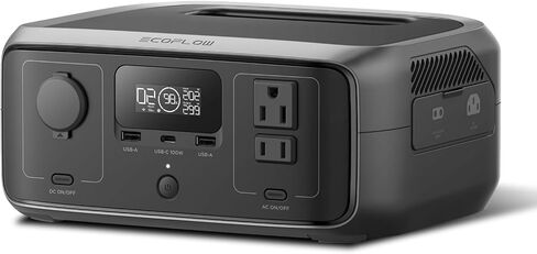 EF ECOFLOW Portable Power Station RIVER 3, 245Wh LiFePO4 Battery Power Station, 300W Up to 600W AC Output, <20 MS UPS & <30 dB, 1Hr Fast Charging Solar Generator for Outdoor/Camping/Home Use in Saudi Arabia