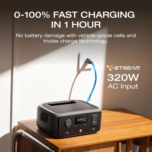EF ECOFLOW Portable Power Station RIVER 3, 245Wh LiFePO4 Battery Power Station, 300W Up to 600W AC Output, <20 MS UPS & <30 dB, 1Hr Fast Charging Solar Generator for Outdoor/Camping/Home Use in Saudi Arabia