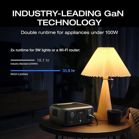 EF ECOFLOW Portable Power Station RIVER 3, 245Wh LiFePO4 Battery Power Station, 300W Up to 600W AC Output, <20 MS UPS & <30 dB, 1Hr Fast Charging Solar Generator for Outdoor/Camping/Home Use in Saudi Arabia