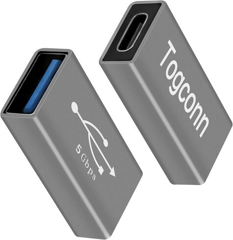محول USB C إلى USB 3.0 (2 حزمة)، محول USB من النوع C (أنثى) إلى USB A (أنثى)، موصل تمديد USB عالي السرعة ثنائي الاتجاه يدعم الشحن ومزامنة البيانات in Kuwait