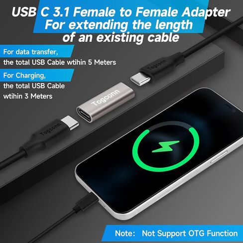 محول USB C إلى USB 3.0 (2 حزمة)، محول USB من النوع C (أنثى) إلى USB A (أنثى)، موصل تمديد USB عالي السرعة ثنائي الاتجاه يدعم الشحن ومزامنة البيانات in Kuwait