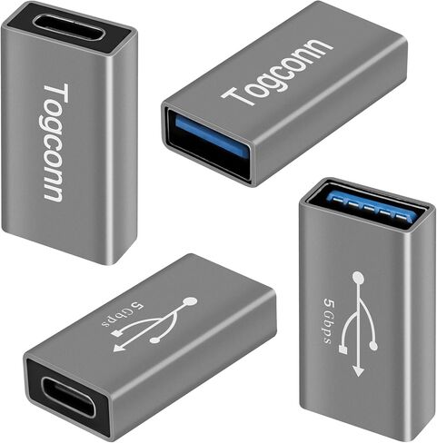 محول USB C إلى USB 3.0 (2 حزمة)، محول USB من النوع C (أنثى) إلى USB A (أنثى)، موصل تمديد USB عالي السرعة ثنائي الاتجاه يدعم الشحن ومزامنة البيانات in Kuwait