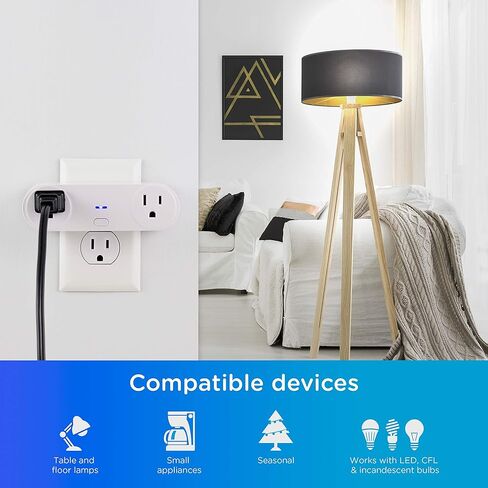 Enbrighten, White, Wi-Fi Smart Light Switch, Indoor Oval Plug-in, 2-Grounded Outlet, Simultaneous Control, No Hub Required, 51253 in Saudi Arabia