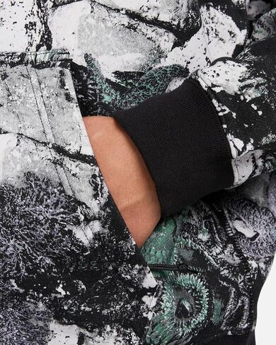 بلوفر بغطاء للرأس من الصوف من Nike ACG Therma-FIT Tuff للبالغين للجنسين (قياسي، كبير، رمادي داكن/أسود/أبيض قمة) in Saudi Arabia
