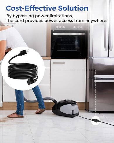 2-Pack Outdoor Extension Cord 6FT, 16/3 SJTW Durable Power Cable for Indoor and Outside Use, 3 Prong Grounded Outlets, for Halloween, Christmas Decor and Lights, Black, ETL Listed B02ECP206 in Saudi Arabia