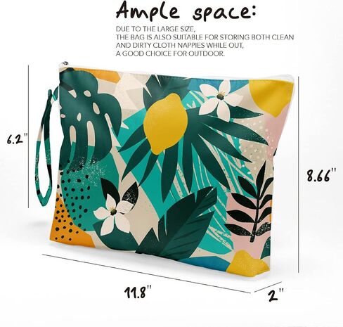 Wet Bag Diaper Bag Organizing Pouches Waterproof Wet Bag for Swimsuit Cloth Baby Diaper Toiletries Beach Traveling Large Makeup Bag, Palm Leaves Tropical Boho Palm Botanical Prints in Kuwait