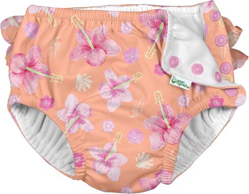 i play. Toddler Girls' Ruffle Snap Reusable Absorbent Swim Diaper, Aqua Coral Reef, 4T in Kuwait