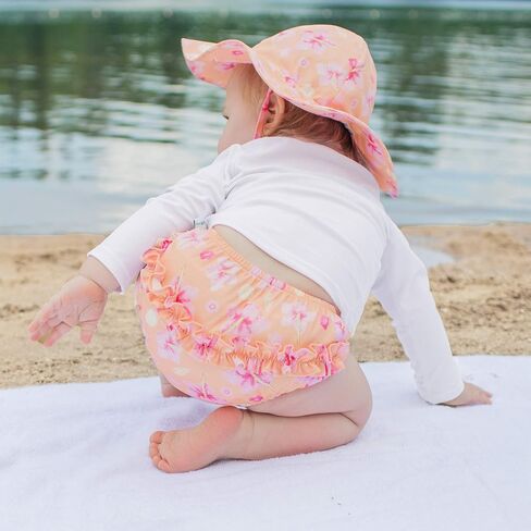 i play. Toddler Girls' Ruffle Snap Reusable Absorbent Swim Diaper, Aqua Coral Reef, 4T in Kuwait