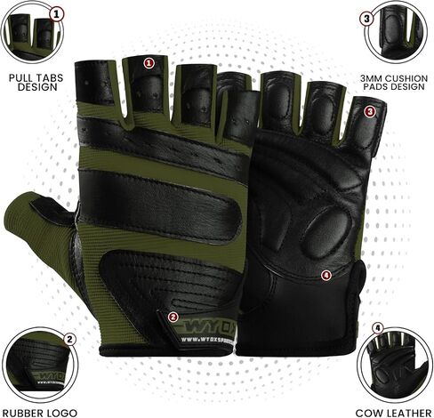 WYOX Weight Lifting Gloves for Gym Fitness Workout – Anti-Slip Padded Palm, Gym Gloves for Women & Men, Half Finger Exercise Gloves for Bodybuilding, Cycling, Rowing & Climbing Workout Equipment in Kuwait
