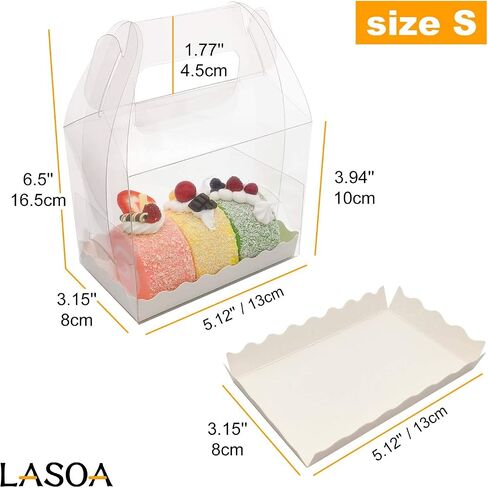 LASOA Mother's Day Clear Bakery Boxes Gift Boxes with Cardboard Portable Cake Boxes for Pastry Treat Dessert Cookies Birthday Party Favor Thanksgiving,15Pack, 7.1x2.6x2.6 Inches in Saudi Arabia