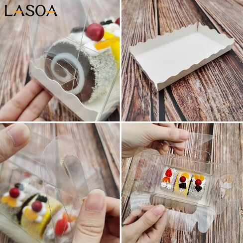 LASOA Mother's Day Clear Bakery Boxes Gift Boxes with Cardboard Portable Cake Boxes for Pastry Treat Dessert Cookies Birthday Party Favor Thanksgiving,15Pack, 7.1x2.6x2.6 Inches in Saudi Arabia