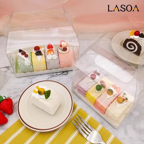 LASOA Mother's Day Clear Bakery Boxes Gift Boxes with Cardboard Portable Cake Boxes for Pastry Treat Dessert Cookies Birthday Party Favor Thanksgiving,15Pack, 7.1x2.6x2.6 Inches in Saudi Arabia