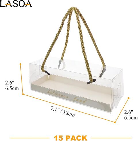 LASOA Mother's Day Clear Bakery Boxes Gift Boxes with Cardboard Portable Cake Boxes for Pastry Treat Dessert Cookies Birthday Party Favor Thanksgiving,15Pack, 7.1x2.6x2.6 Inches in Saudi Arabia