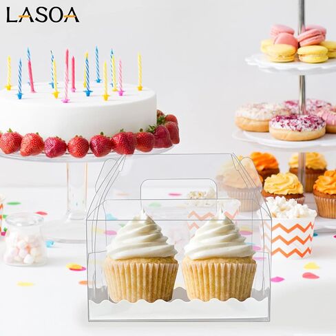 LASOA Mother's Day Clear Bakery Boxes Gift Boxes with Cardboard Portable Cake Boxes for Pastry Treat Dessert Cookies Birthday Party Favor Thanksgiving,15Pack, 7.1x2.6x2.6 Inches in Saudi Arabia