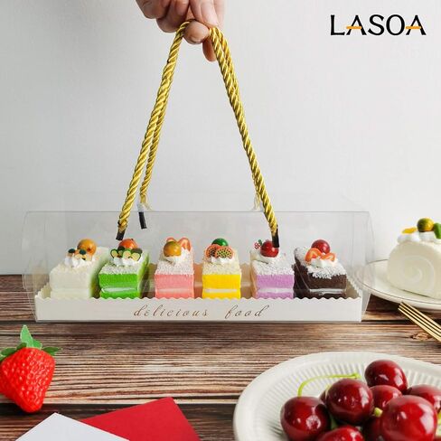 LASOA Mother's Day Clear Bakery Boxes Gift Boxes with Cardboard Portable Cake Boxes for Pastry Treat Dessert Cookies Birthday Party Favor Thanksgiving,15Pack, 7.1x2.6x2.6 Inches in Saudi Arabia