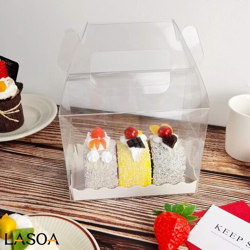 LASOA Mother's Day Clear Bakery Boxes Gift Boxes with Cardboard Portable Cake Boxes for Pastry Treat Dessert Cookies Birthday Party Favor Thanksgiving,15Pack, 7.1x2.6x2.6 Inches in Saudi Arabia