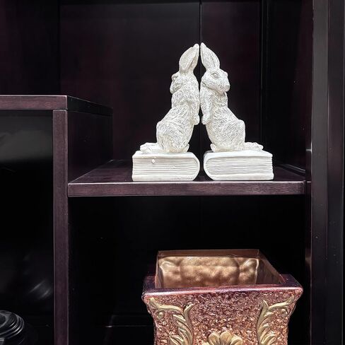 Mervkis Bookends for Shelves to Hold Books Hevay Duty,Decorative Book Ends for Bookshelf Décor,Cute Animal Rabbit Book Stopper for Home, Office Desk, Living Room Décor, Antique Gold,1pair/2pieces in Kuwait