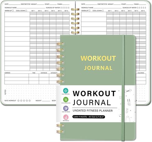 Workout Journal Fitness Planner for Men & Women - Undated Workout Log Book, Workout Tracker, Gym Exercise Calendar Notebook, 6.3"X8.4", Pink in Saudi Arabia