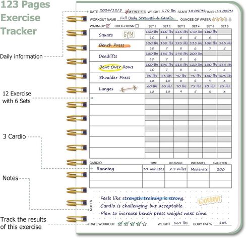 Workout Journal Fitness Planner for Men & Women - Undated Workout Log Book, Workout Tracker, Gym Exercise Calendar Notebook, 6.3"X8.4", Pink in Saudi Arabia