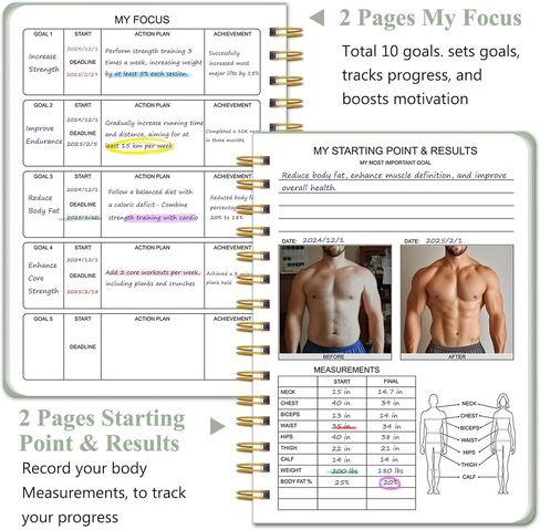 Workout Journal Fitness Planner for Men & Women - Undated Workout Log Book, Workout Tracker, Gym Exercise Calendar Notebook, 6.3"X8.4", Pink in Saudi Arabia