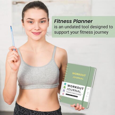 Workout Journal Fitness Planner for Men & Women - Undated Workout Log Book, Workout Tracker, Gym Exercise Calendar Notebook, 6.3"X8.4", Pink in Saudi Arabia
