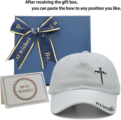 Cross Jesus Hat with Gifts Box, Embroidered Religious Baseball Cap, Christian Gifts for Men Women in Saudi Arabia