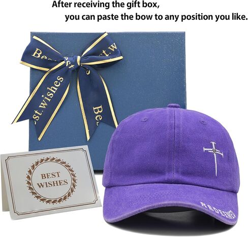 Cross Jesus Hat with Gifts Box, Embroidered Religious Baseball Cap, Christian Gifts for Men Women in Saudi Arabia