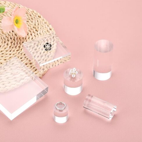 uxcell Acrylic Cylinder Display Blocks, 50 x 80 mm/2" x 3.1" Clear Jewelry Display Base Polished Cube Riser Stand Display Holder Base for Ring Jewelry Cosmetics in Kuwait