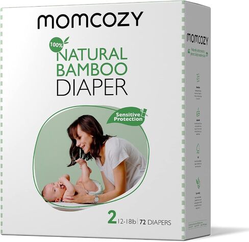 Momcozy Baby Diapers, Baby Diapers Natural Bamboo Diapers Hypoallergenic for Sensitive Skin, Absorbent Disposable Diapers, Soft Organic Diapers Size 3(66 Count) in Saudi Arabia