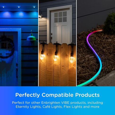 Enbrighten محول إضاءة Wi-Fi Add-an-Outlet، منفذ خارجي ذكي مع منفذين GFCI لأضواء الشرفة، وكاميرات الأمان، وأضواء العطلات، والديكور الموسمي، وسلك مباشر، أسود، 80753 in Saudi Arabia