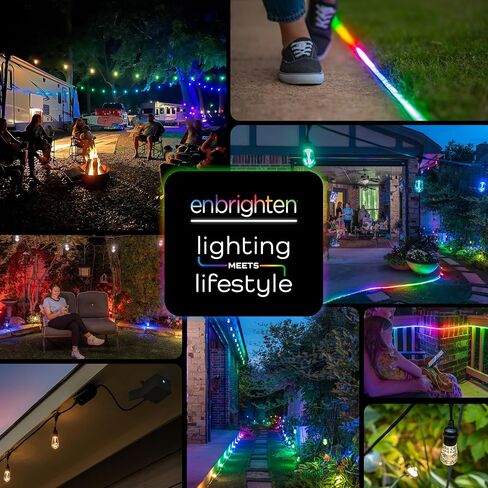 Enbrighten محول إضاءة Wi-Fi Add-an-Outlet، منفذ خارجي ذكي مع منفذين GFCI لأضواء الشرفة، وكاميرات الأمان، وأضواء العطلات، والديكور الموسمي، وسلك مباشر، أسود، 80753 in Saudi Arabia