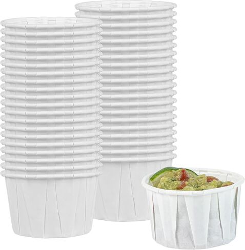 Restaurantware-Sustain 4 Ounce Portion Cups, 100 Disposable Condiment Cups - Compostable, Versatile, White Paper Sample Food Cups, Stylish, For Serving Dips, Jams, Sauces, Nuts, And More in Saudi Arabia