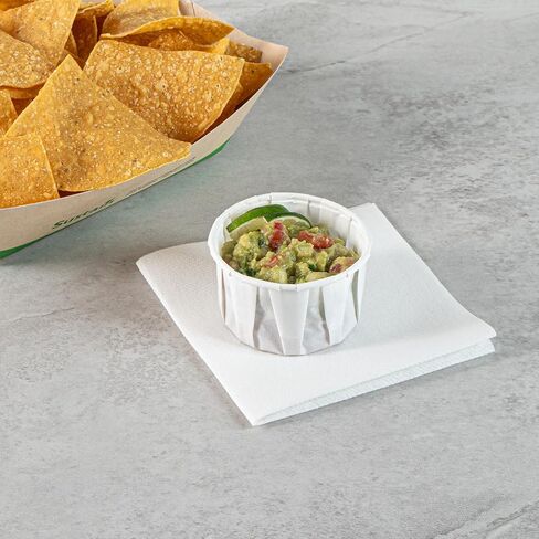 Restaurantware-Sustain 4 Ounce Portion Cups, 100 Disposable Condiment Cups - Compostable, Versatile, White Paper Sample Food Cups, Stylish, For Serving Dips, Jams, Sauces, Nuts, And More in Saudi Arabia