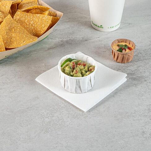 Restaurantware-Sustain 4 Ounce Portion Cups, 100 Disposable Condiment Cups - Compostable, Versatile, White Paper Sample Food Cups, Stylish, For Serving Dips, Jams, Sauces, Nuts, And More in Saudi Arabia