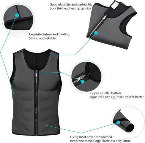 Men Sweat Sauna Vest Waist Trainer Body Shaper Hot Neoprene Sport Fitness Gym Workout Tank Top in Saudi Arabia